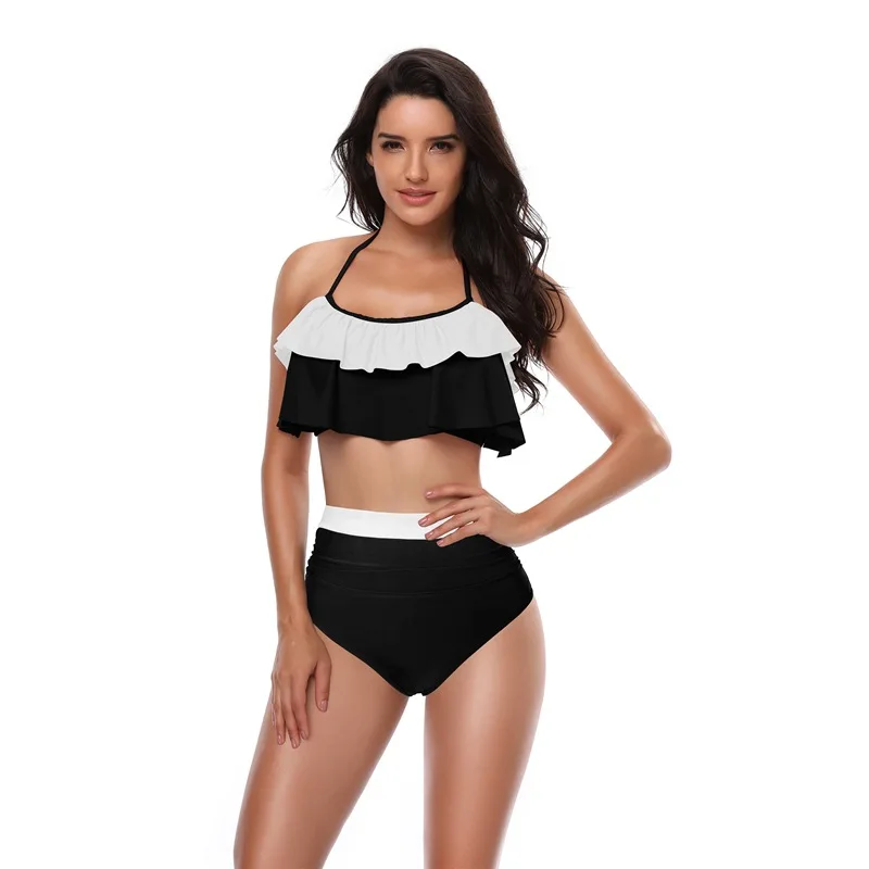 2026 High Waisted Sexy Bikini Set Women Tummy Control Two Piece Swimsuit Swimwear Beach Vacation Summer High Waist Panties Sets