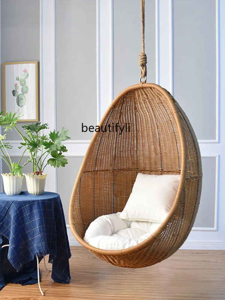 Bird's Nest Hanging Basket Rattan Chair Courtyard Swing Hanging Leisure Glider Egg-Shaped Armchair