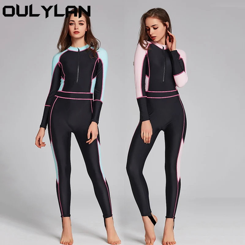 

Oulylan Women Wetsuit One Piece Diving Suit Sun Protection Long Sleeved Swimsuit Snorkeling Suit Quick Dry Swimming Suit