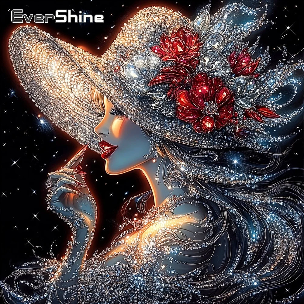 

EverShine Diamond Embroidery Portrait Rhinestones Picture Mosaic Woman Full Drill Painting Flower New Arrival Handmade Gift