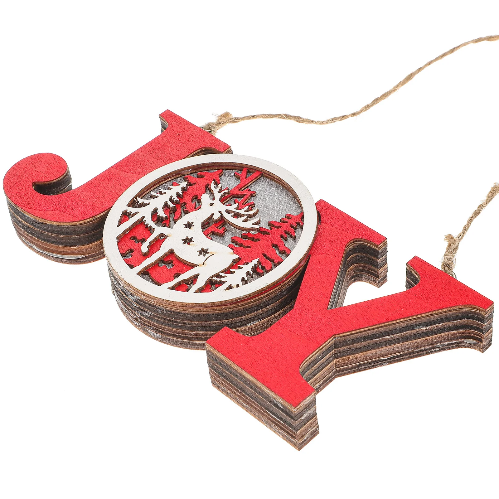 

Wooden Christmas Glowing Hanging Ornament Creative Xmas Tree Decor for Home Office Kids Room Festival Decoration Joy Pendant