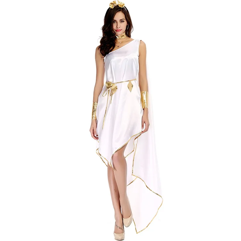 

Phertiful Adult Halloween Party Costume Cleopatra Egypt Roman Sexy White Women Greek Goddess Cosplay Dress Purim Carnival Suits