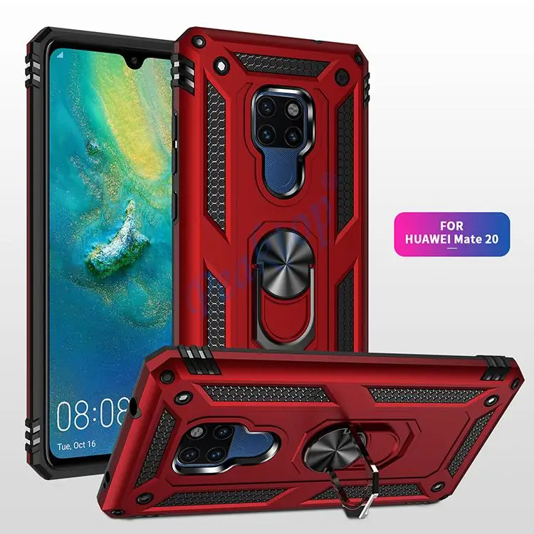 Phone Case For Huawei Mate 20 X 30 Pro Lite Luxury Car Armor Shockproof Finger Ring Holder Magnet Anti-Fall Kickstand Case Cover