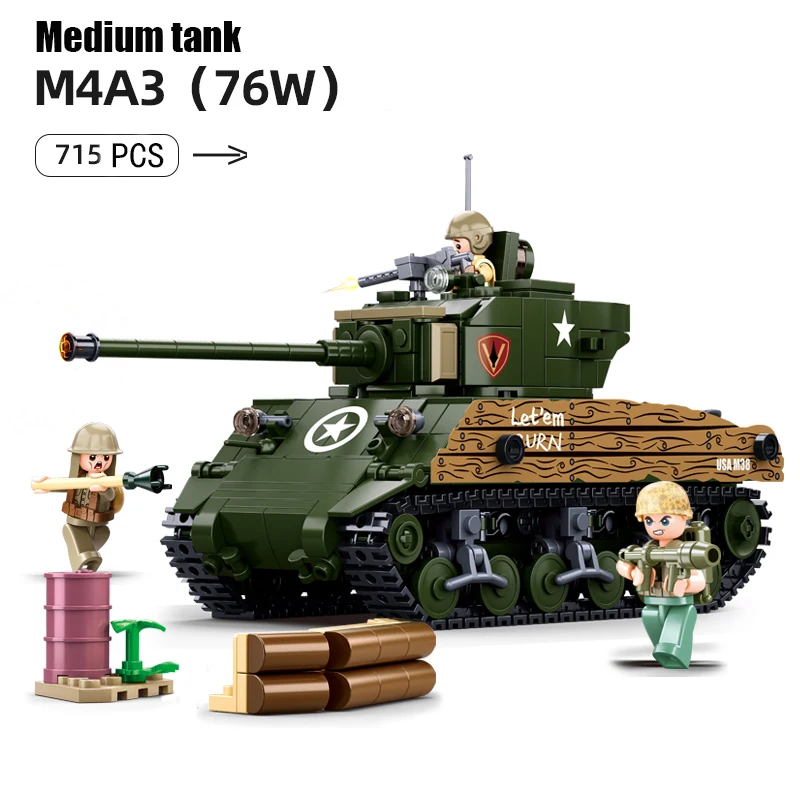 Sluban WWII Military Battle Army Tank Pirate Fighter Model Building Blocks Bricks Kits Classic War Weapons Sets Child Toys Gifts