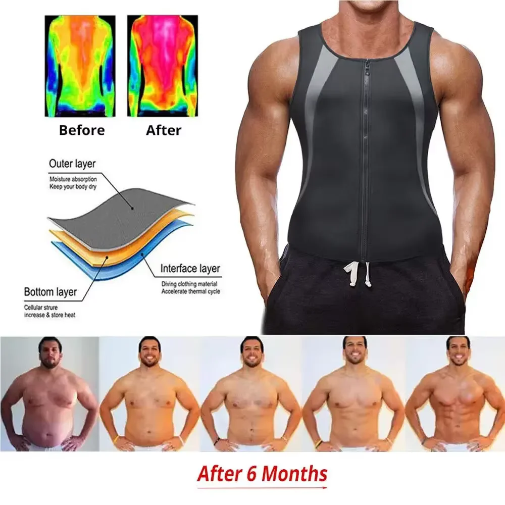 Men's Slimming Modeling Strap Belts Slimming Corset Vest Sauna Sweat Shapewear Breasted Tank Tops Fat Burning Compression Vest