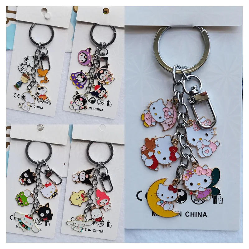 

Брелок Hello Kitty, портативное кольцо для ключей с героями мультфильма Диснея, милая Смешанная цепочка для ключей с сумкой, кулон для студентов, подарок, креативный кулон, оптовая продажа