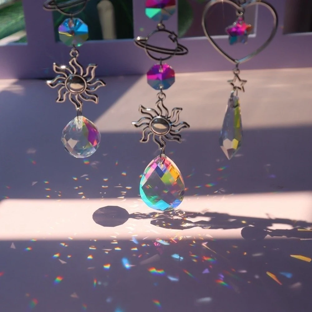 Diamond Prisms Pendant Dream Catcher Rainbow Chaser Hanging Drop Home Garden Decor 1 PCS A-AT64
