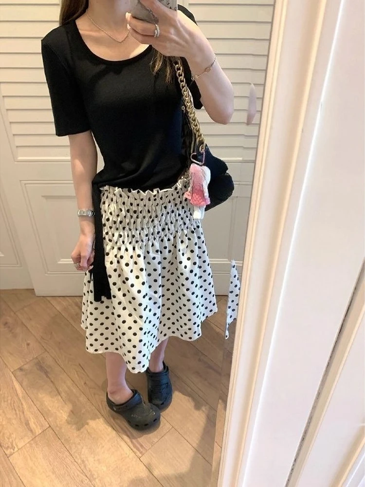 2026 Summer Sweet High Waist Pleated Skirt Women Korean Style Vintage Plaid Striped Print Ladies Casual Chic Skirts New