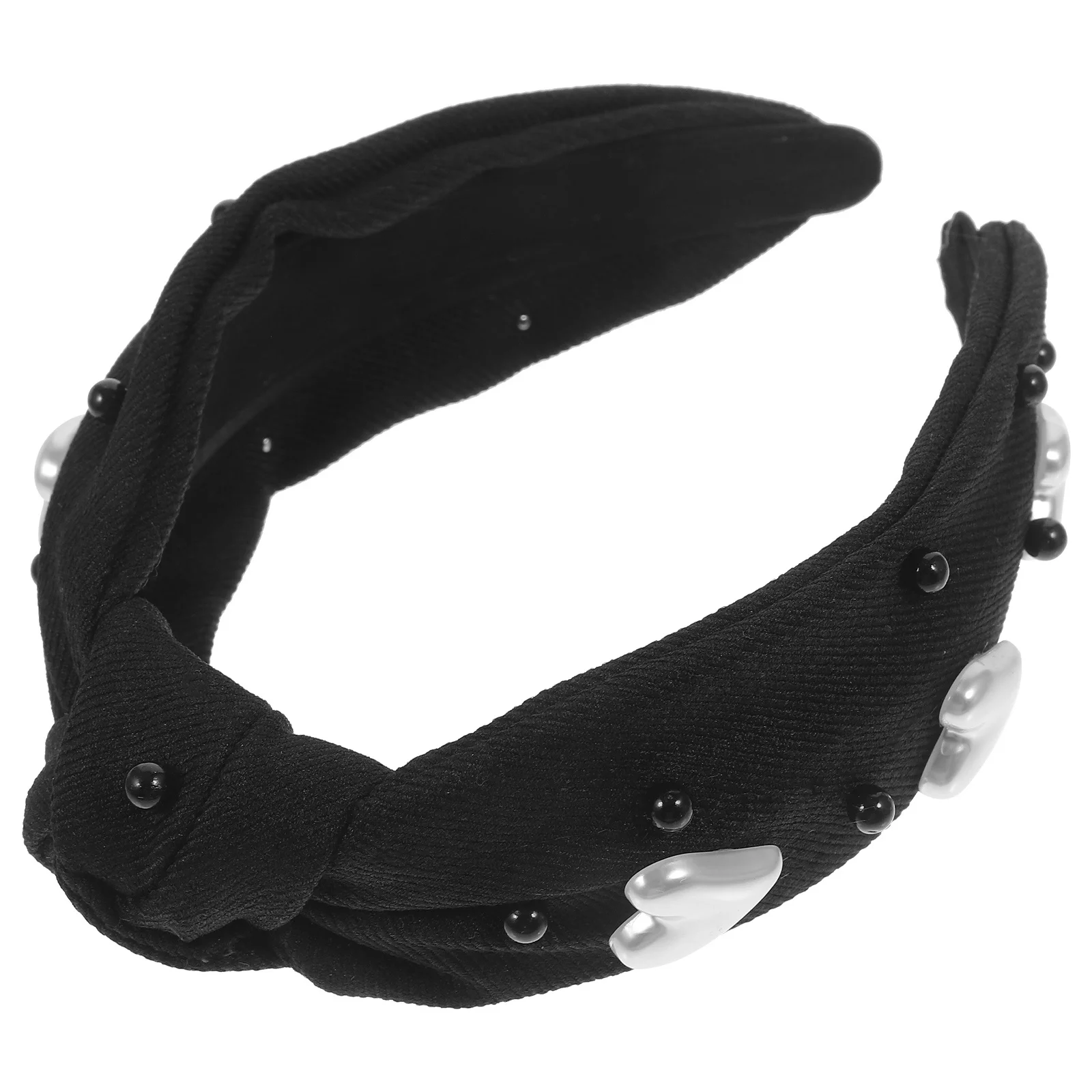 

Women Cloth Headband Imitation Pear Heart Decor Soft Non Slip Lightweight All Hairstyles Fashion Knotted Headbands Girls Ladies