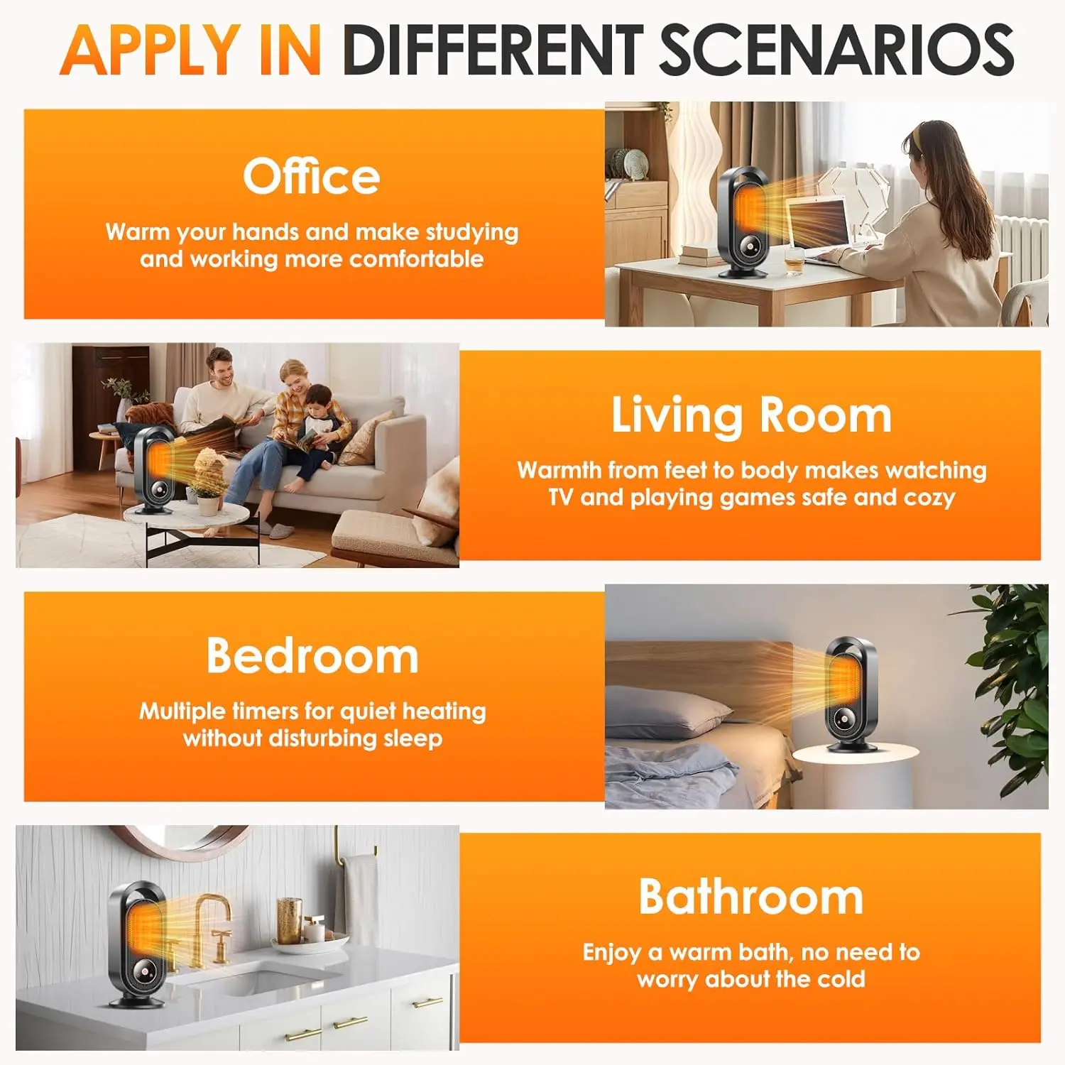 Huishoudelijke verwarming 1000W keramische verwarming 3s Snelle verwarming Oververhittingsbeveiliging Draagbare stille miniverwarmer voor thuiskantoor Slaapkamergebruik