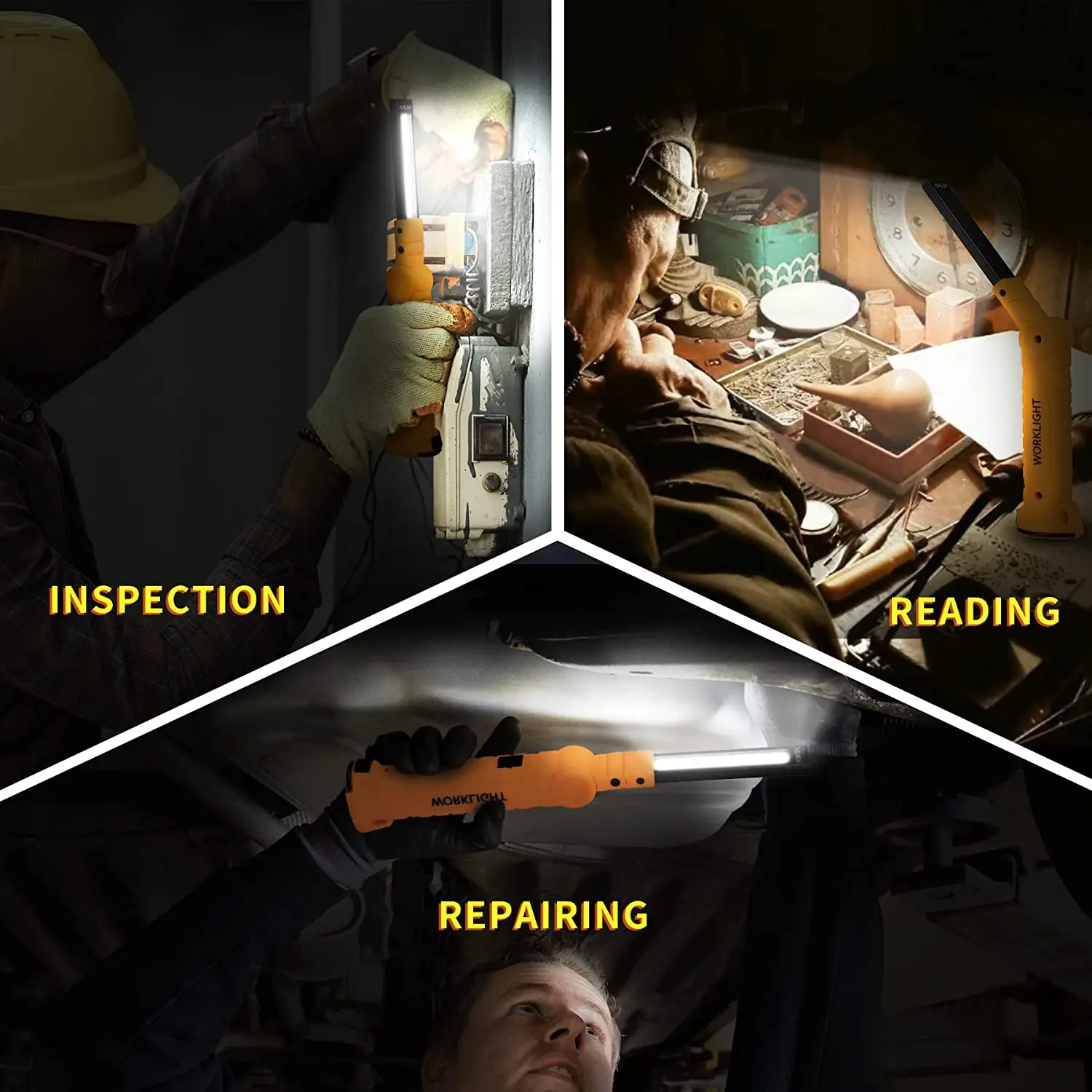 New COB LED Flashlight Magnetic Work Light USB Rechargeable Torch Hook Portable Lantern Inspection Light Camping Car Repair Lamp