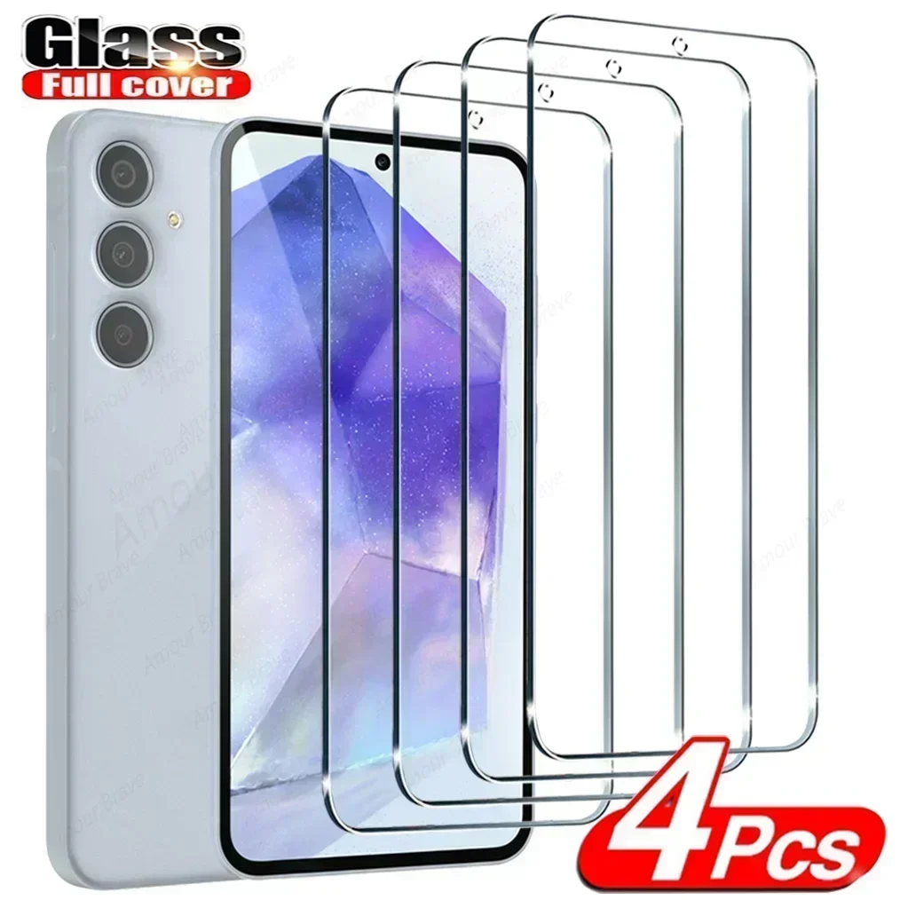 

4Pcs Tempered Glass For Samsung Galaxy A55 A54 A53 A52 5G A34 A15 A51 A71 A34 A14 A24 A33 A70 A73 A12 A13 A32 Screen Protector