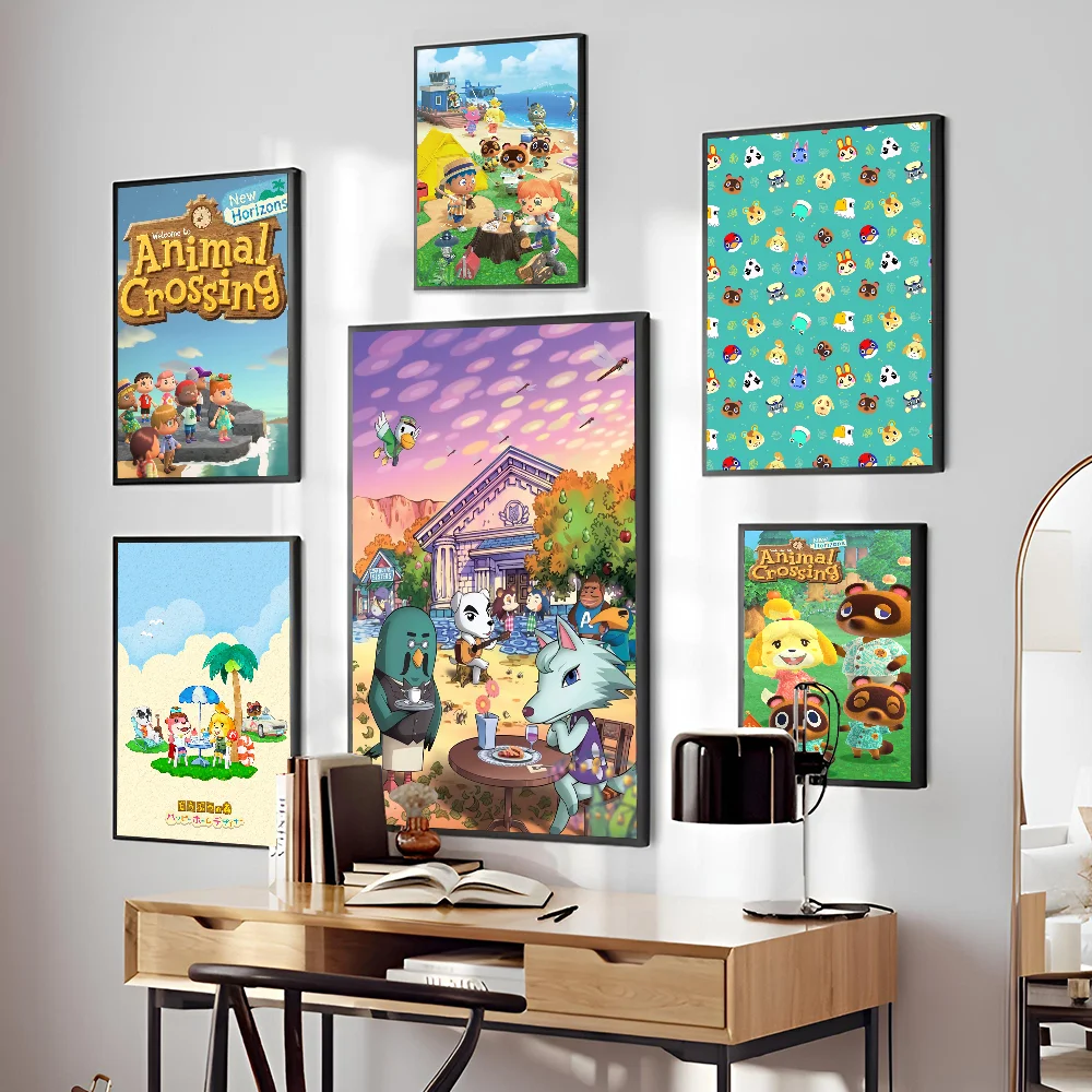 1PC Animal Crossing Game Poster Self-adhesive Art Waterproof Paper Sticker Coffee House Bar Room Wall Decor