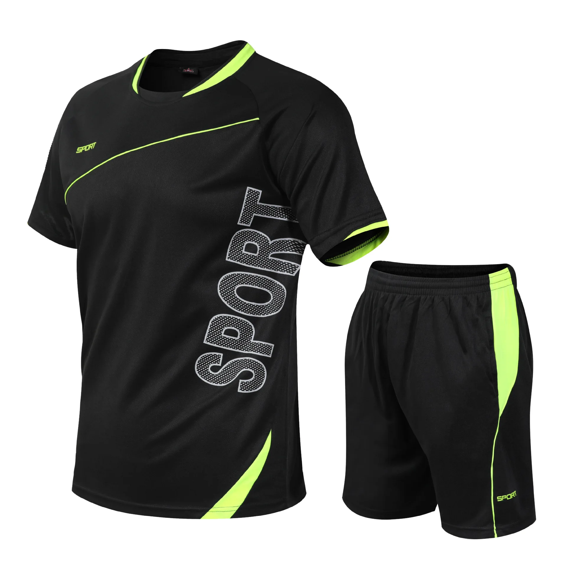 Running Man Sweatsuit Set Sports Shorts Short Sleeve t Shirt 2 Pieces Gym Exercise Casual Suit Soccer Football Sportswear New