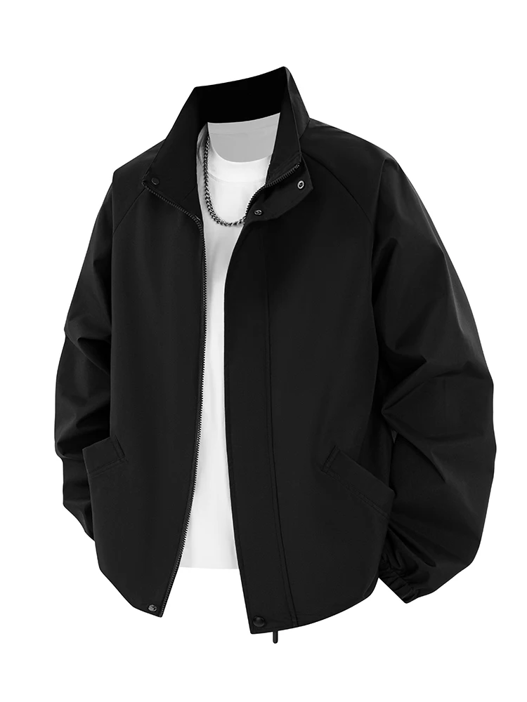 

Свободная повседневная удлиненная куртка для мужчин, весна-осень, новая, в американском стиле, модный бренд, с воротником-стойкой, молодежный крой.