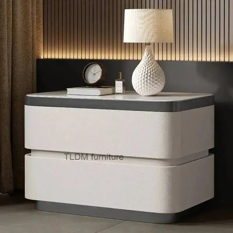 Multifunctional House Nightstands Comfortable End Industrial Connected Bedside Table Full Marriage Modern White Furniture T50CG