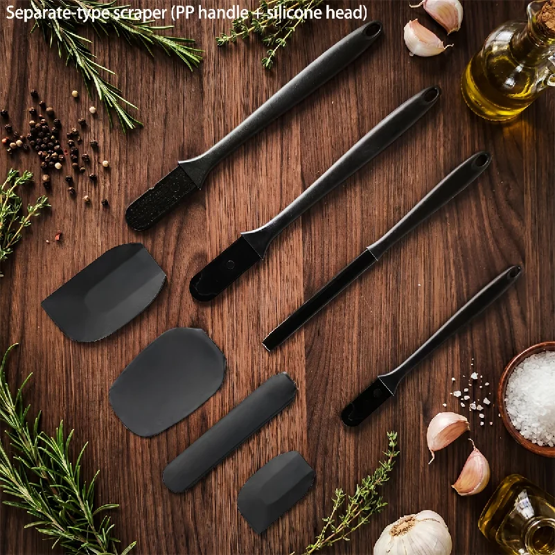 Silicone kitchenware 6-piece set,cream  scraper, spatula, oil brush, size scraper set baking tool,Non-integrated hand