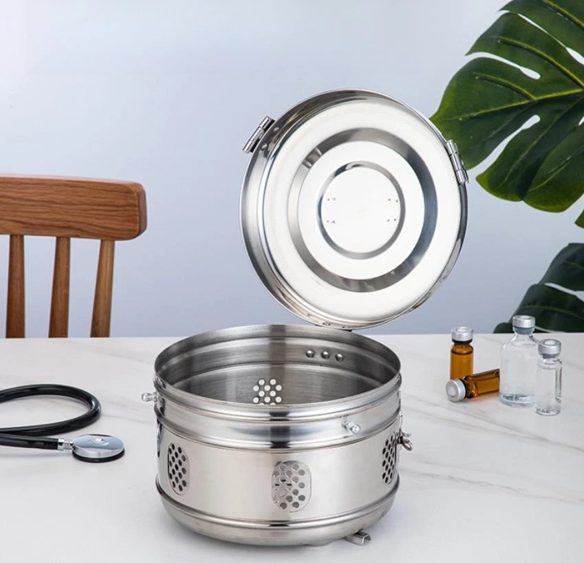 2 шт., 17 см, резервуар для хранения зубов с крышкой, чехол из нержавеющей стали 304, ватно-марлевый стерилизующий цилиндр, стерилизующий резервуар для хранения