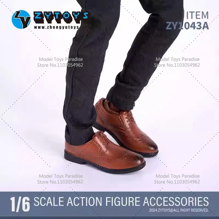 ZY1043 1/6, zapatos de cuero de negocios para soldado para hombres, zapatos Brogue huecos, accesorios de modelo aptos para cuerpo de figura de acción de 12 pulgadas