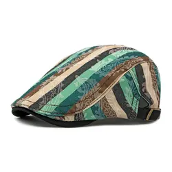 Four Seasons Cotton Print Newsboy Caps Flat Peaked Cap Men and Women Painter Beret Hats