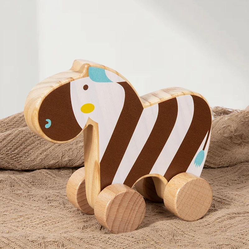 

Wooden Baby Car Toys Beech Wooden Animal Cartoon Car Teether Educational Montessori Toys For Children Teething Baby Toys