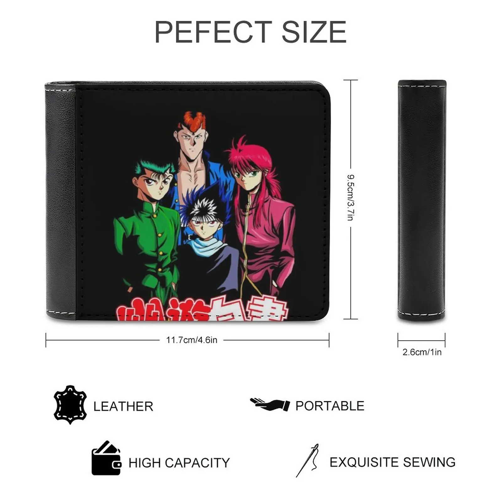 Yuyuhakusho Squad Leather Wallet Men'S Wallet Diy Personalized Purse Father'S Day Gift Anime Yuyu Hakusho Yu Yu Hakusho Manga