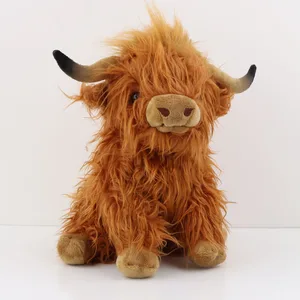 Simulação Highland Cow Plush Toy para crianças, boneca de pelúcia macia, presente Kawaii Baby, decoração do quarto de casa, 25cm 6 principais vendas boneco vaca - №2