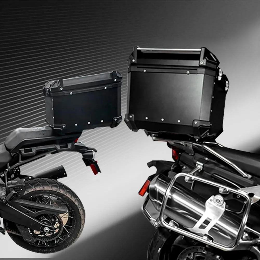 55L topkoffer voor motorfietsen, aluminium/camper/yacht/motorfiets achtertopbox en staartbox voor bagage/helm/gereedschap opslag waterdicht zilver