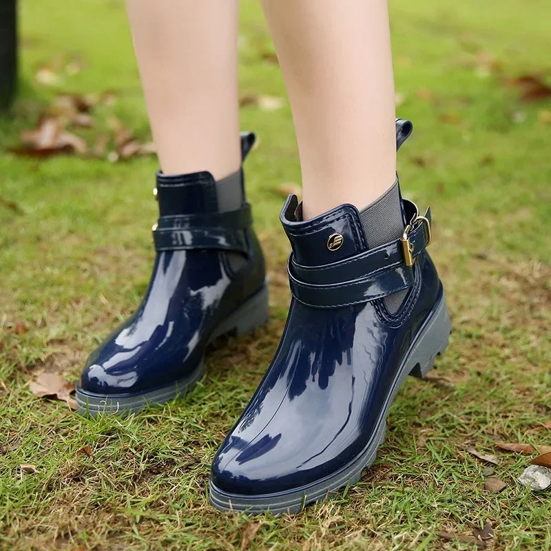 Comemore Girl Waterproof Rubber Water Boots Women Ankle Boot Non Slip Rain Boots Ladies 2024 Autumn Spring New Rain Shoes Red 41