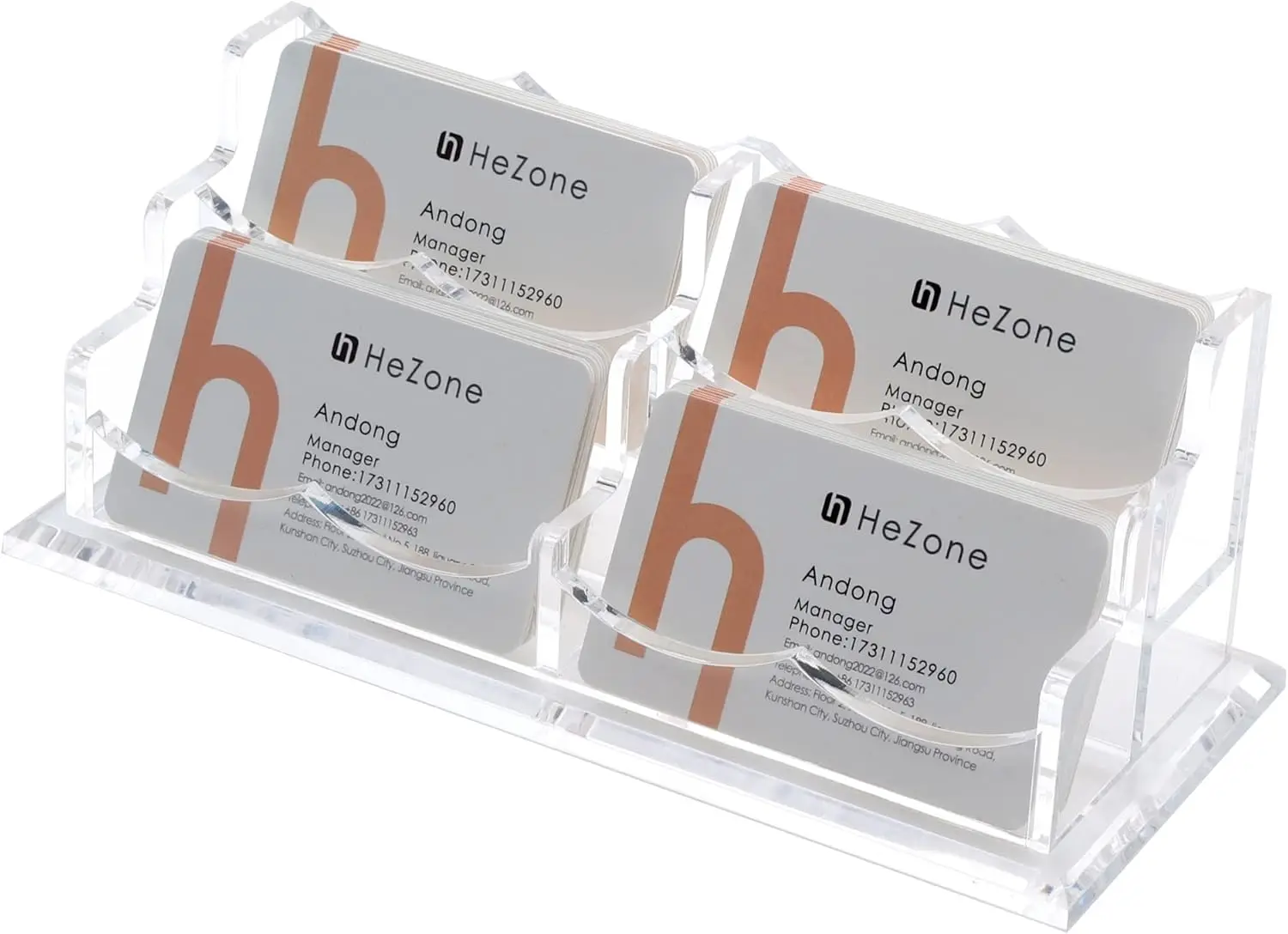 

Clear Acrylic Business Card Holder Desk Display 4 Slot 2 Tier