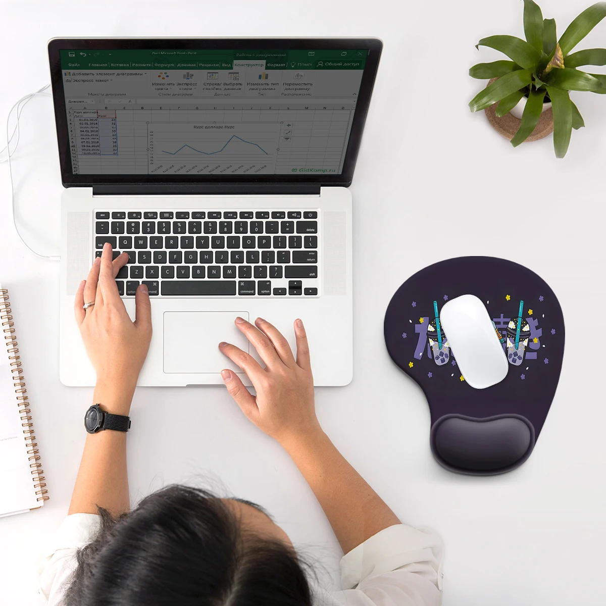 1pc Delicious Taiyaki Pattern Design Mouse Pad Ergonomic Soft Anti-Slip Wrist Rest Support Mat Computer Mouse Pad For Office PC