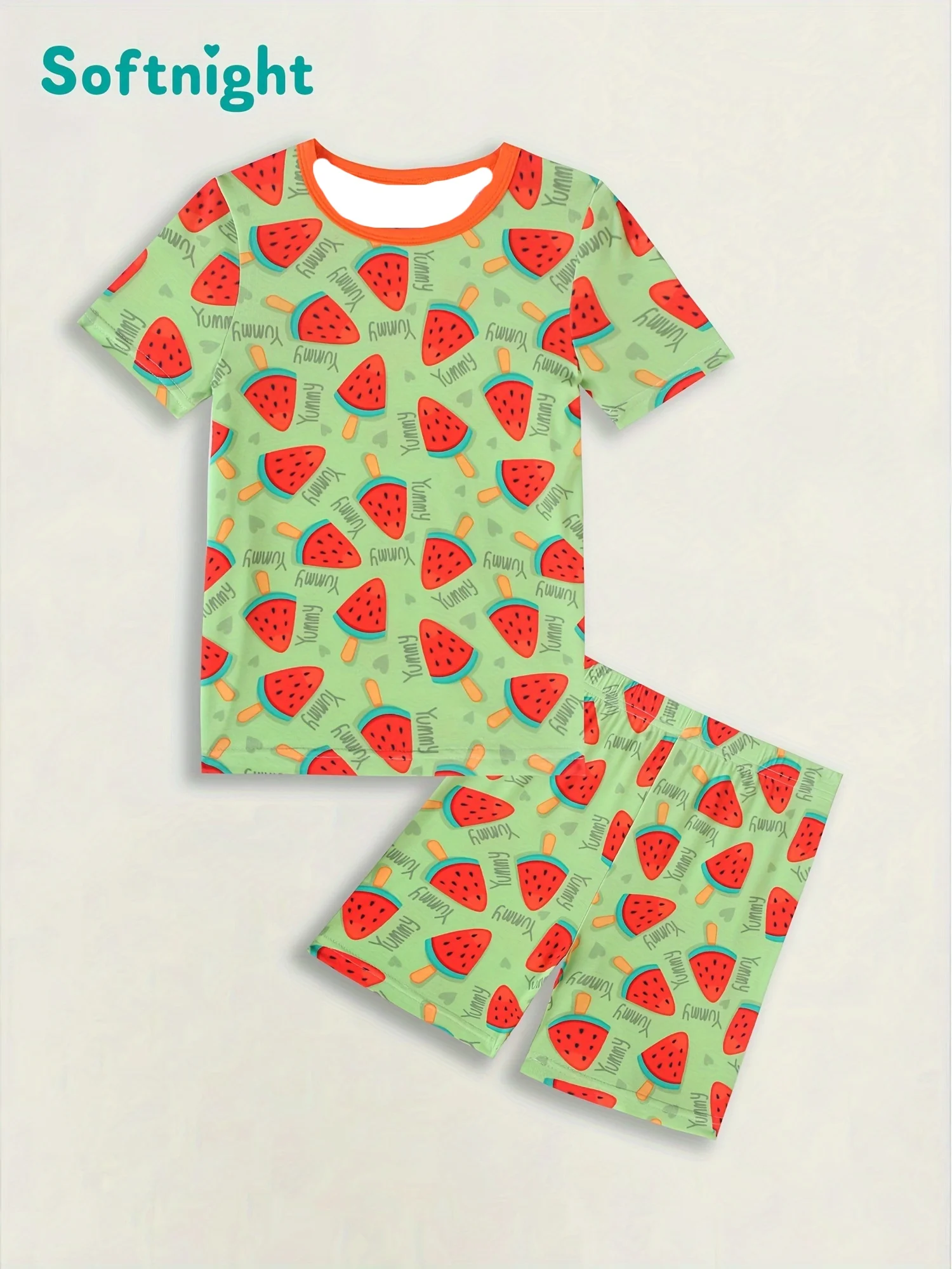 

Spring and Summer Two-piece Set of Short Sleeved Shorts and Tight Fitting Pajamas for Boys and Girls, Close Fitting Pajamas