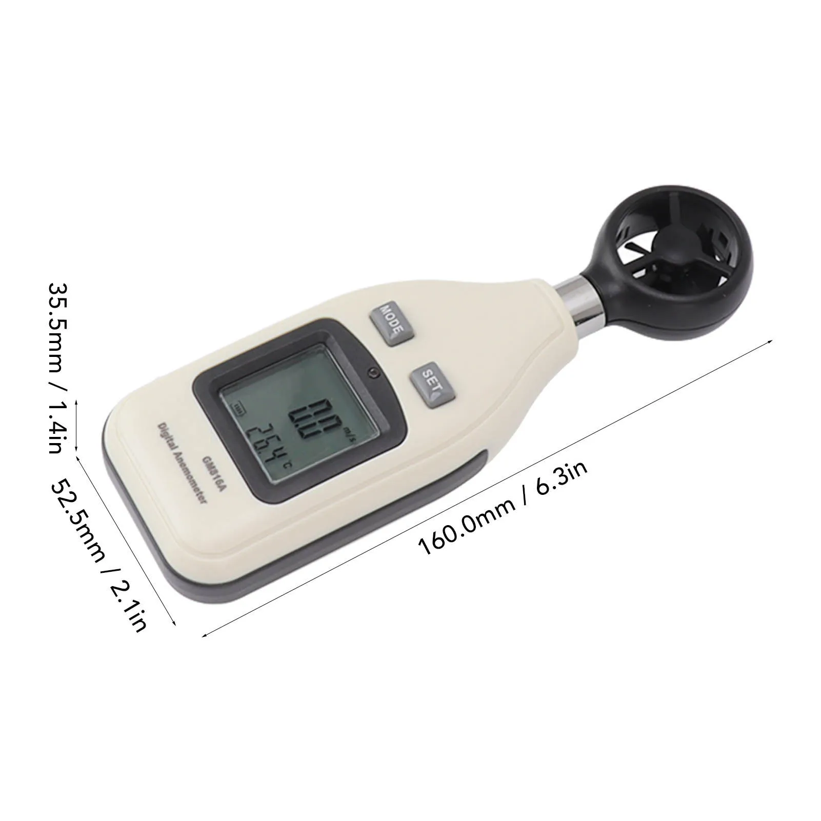 GM816A Digital Anemometer Air Flow Temperature Measurement LCD Display Handheld Wind Speeds Meter Outdoor Sailing Boating Tool