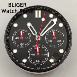 BLIGER 31mm Vk63 Watch Dial With Hands Green Luminous 4 Hour's Date 6 Hour's Date Window For VK63 Quartz Movement