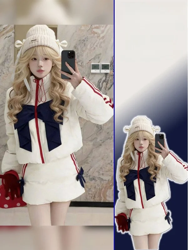 

Комплект из двух предметов: хлопковая куртка большого размера и юбка с завышенной талией, антивозрастной эффект, модный женский наряд для весны и осени