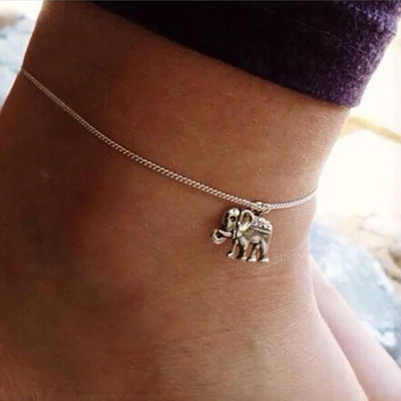 Aihua Fashion Simple Elephant Anklets For Women Foot Chain Ankle Bracelets Boho Summer Beach Jewelry Gifts