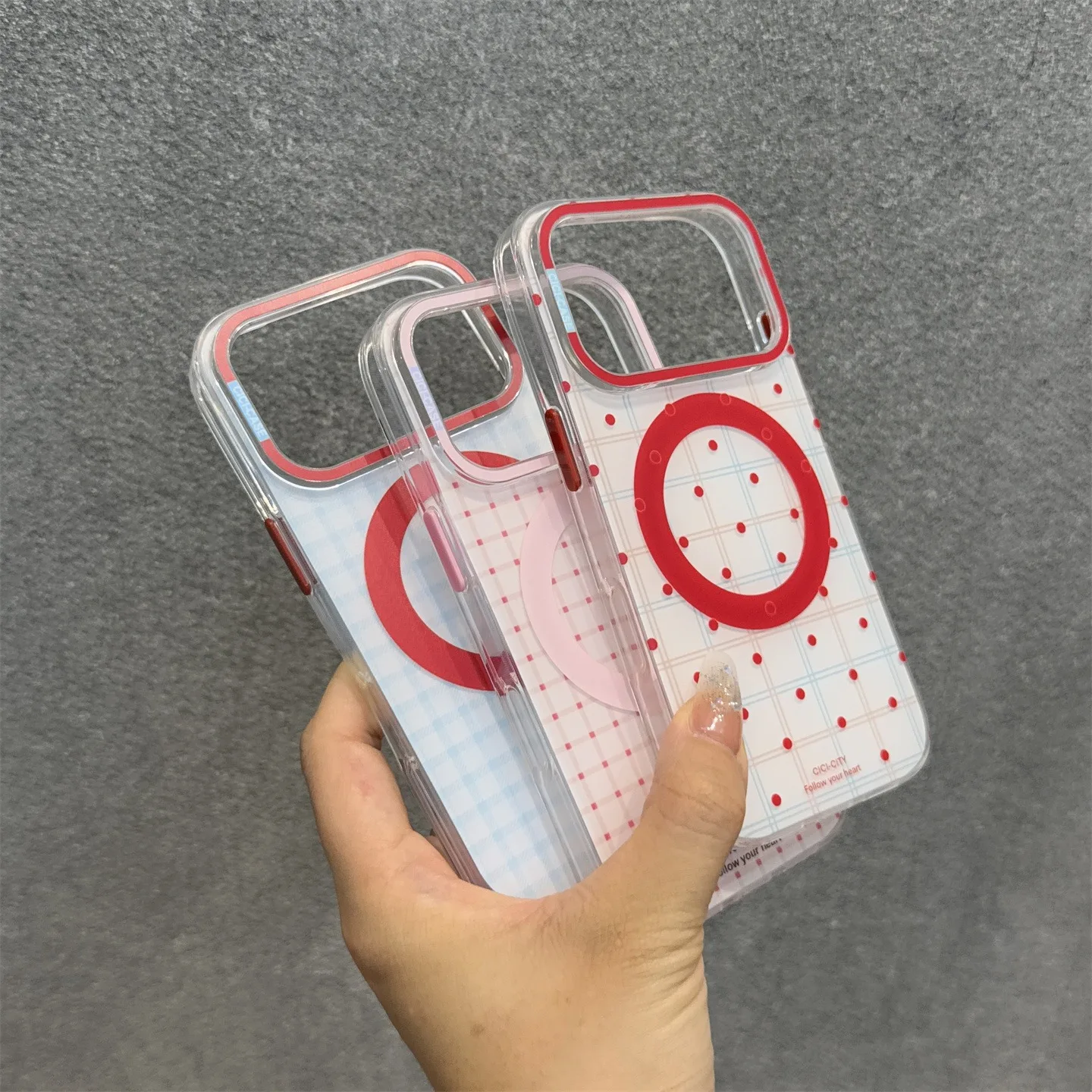 Casing INS Polka Dot 17 Pro Max Magnetic Fresh Grid Cover untuk iPhone 17 16 15 Pro Max 14 13 Magsafe Wireless Charging 17 Air Cases