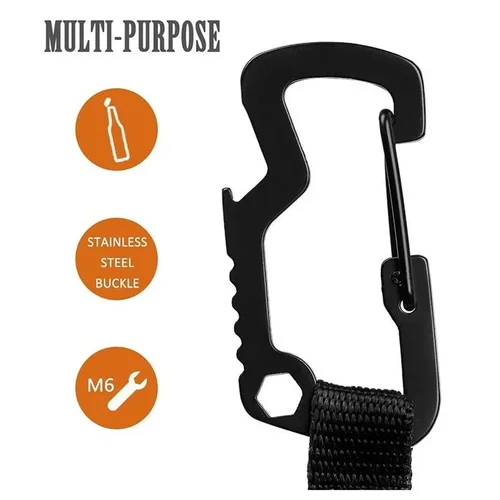 Imagen 2 del producto Clip de cinturón de carrete de insignia retráctil multifuncional 3 en 1 con abridor de botellas, gancho de mosquetón, llavero de función, herramienta EDC portátil