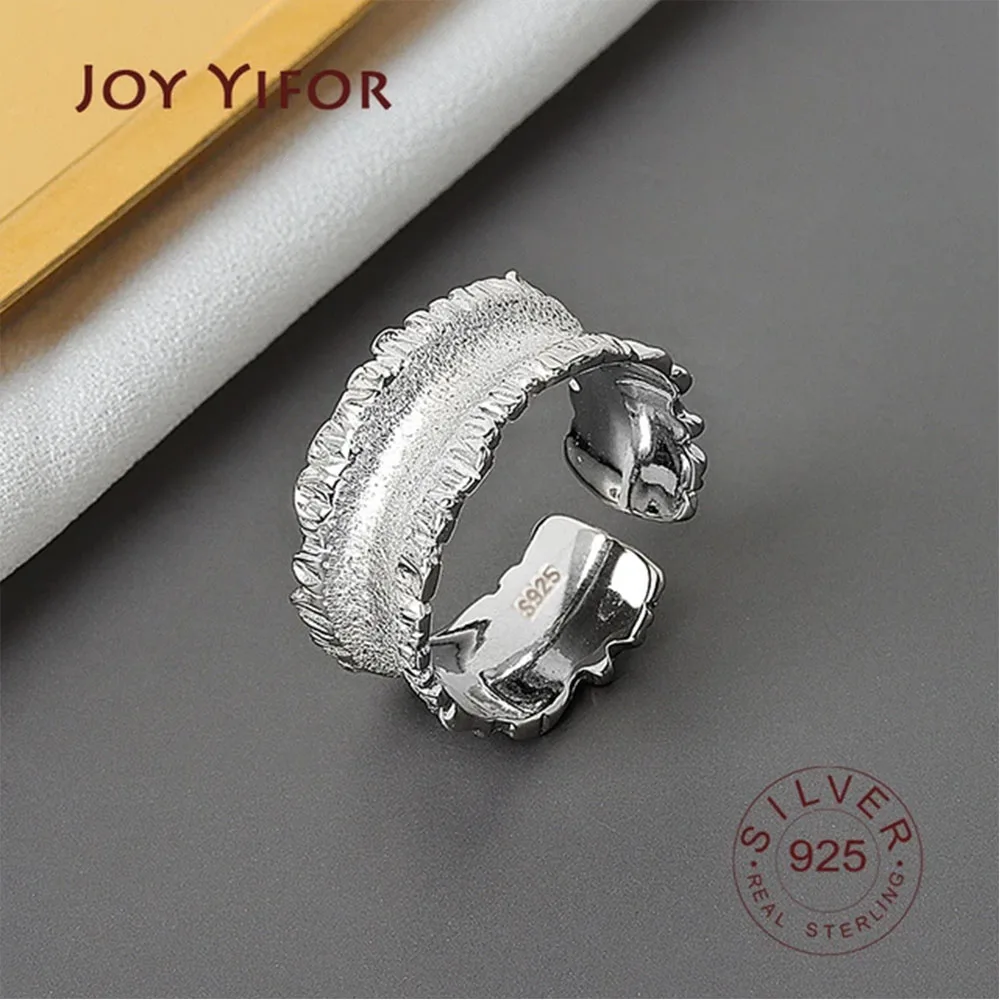Real BFCLUB Silver Color Engagement Rings for Women Trendy Irregular Geometric Handmade Jewelry Valentine's day Gifts