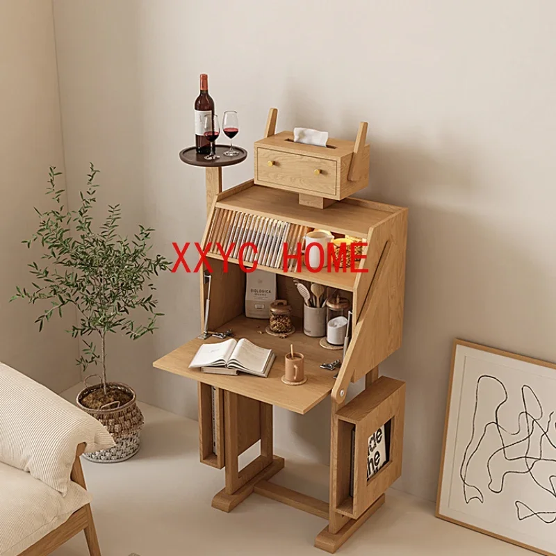 

Solid Wood Small Side Nordic Minimalist Modern Bookcase Floor Storage Cabinet