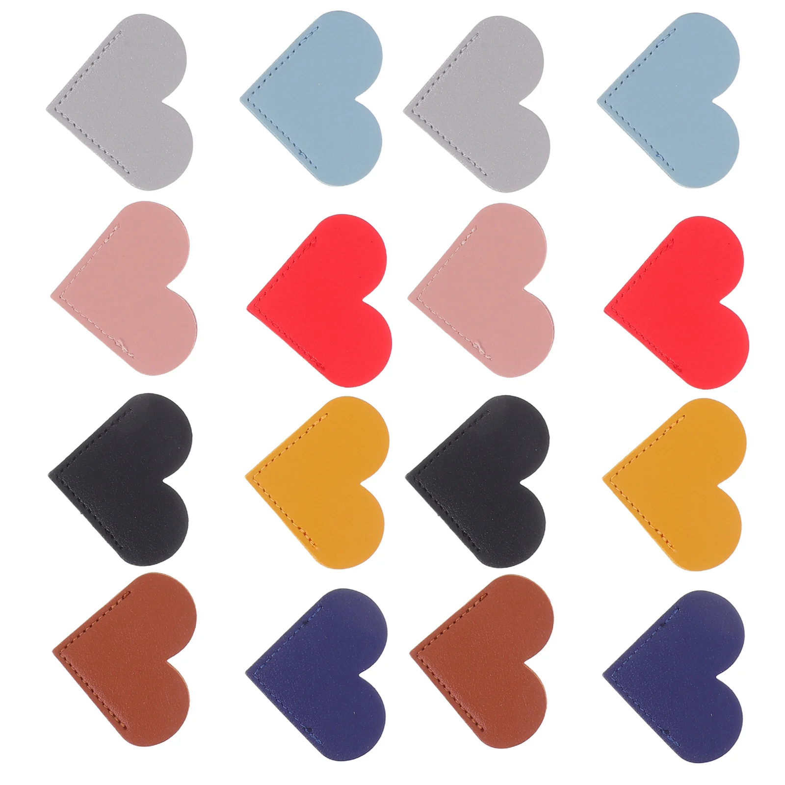 16Pcs PU Heart Bookmarks Cute Corner Page Markers Slim Reading Accessories for Teachers Students Book Lovers