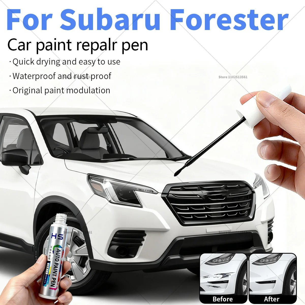 Car Paint Repair Pen For Subaru Forester Touch Up Scratch Remover DIY Auto Accessories Black White Blue Red Silver Bronze Green