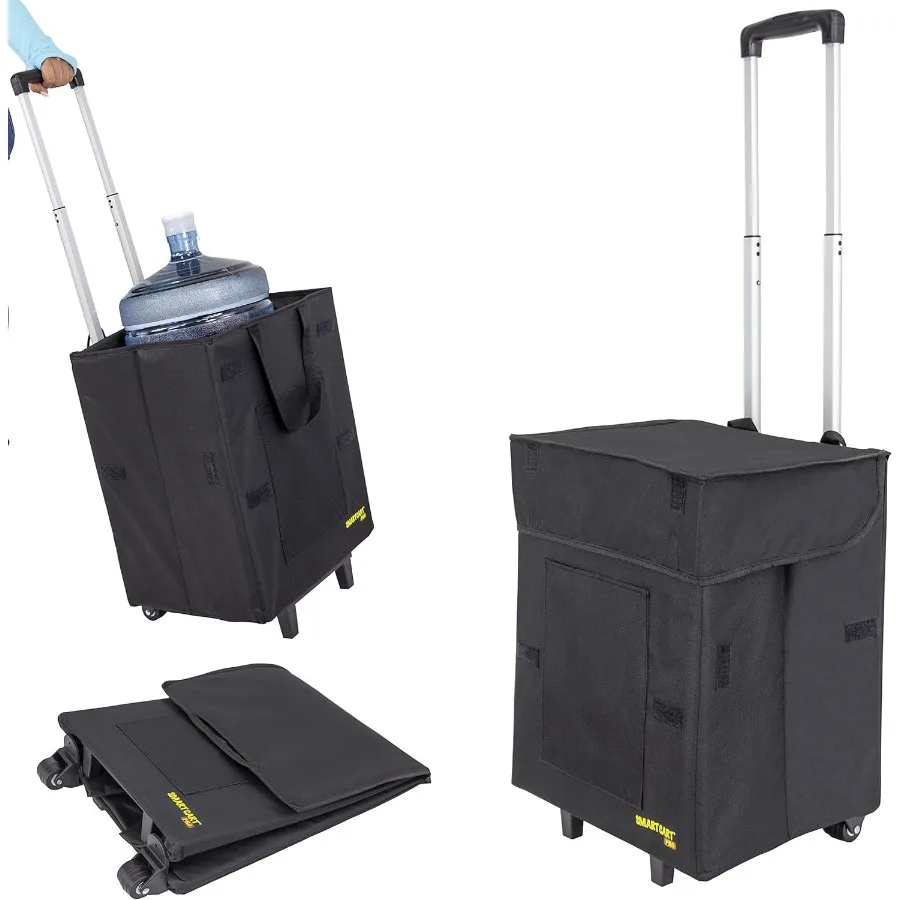 عربة ذكية أكبر مع عجلات عربة قابلة للطي خفيفة الوزن ومقبض سحب قابل للسحب لتسوق البقالة والسفر المتحرك وS