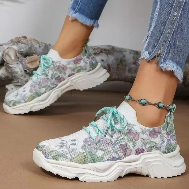 2024 Fashion Sneakers Women Advanced Design Printed Breathable Lightweight Running Shoes Tennis Shoes Sports Casual Summer