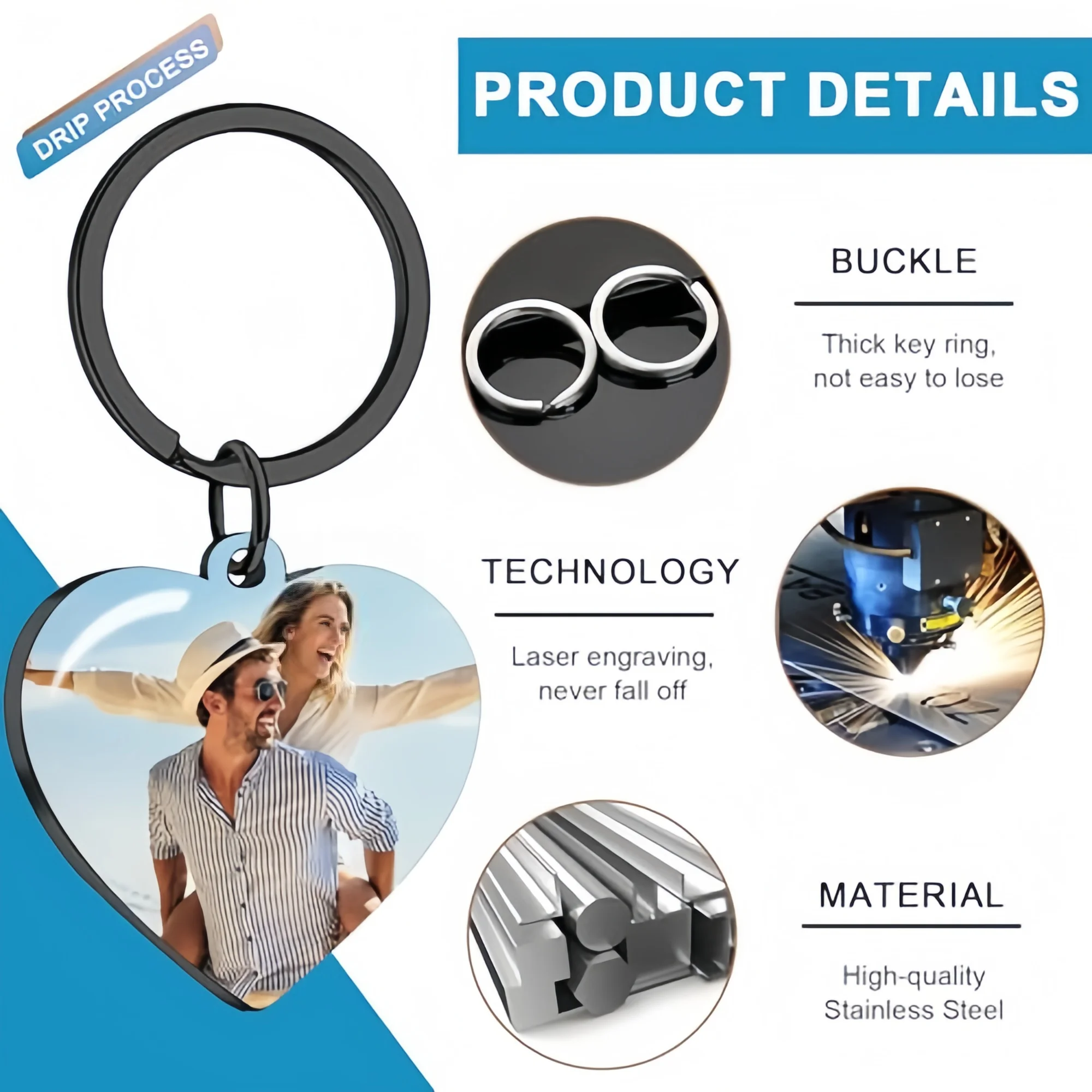 Amaxer Personalised Photo Keyr - Men'S Fashion Gold Chain review and price
