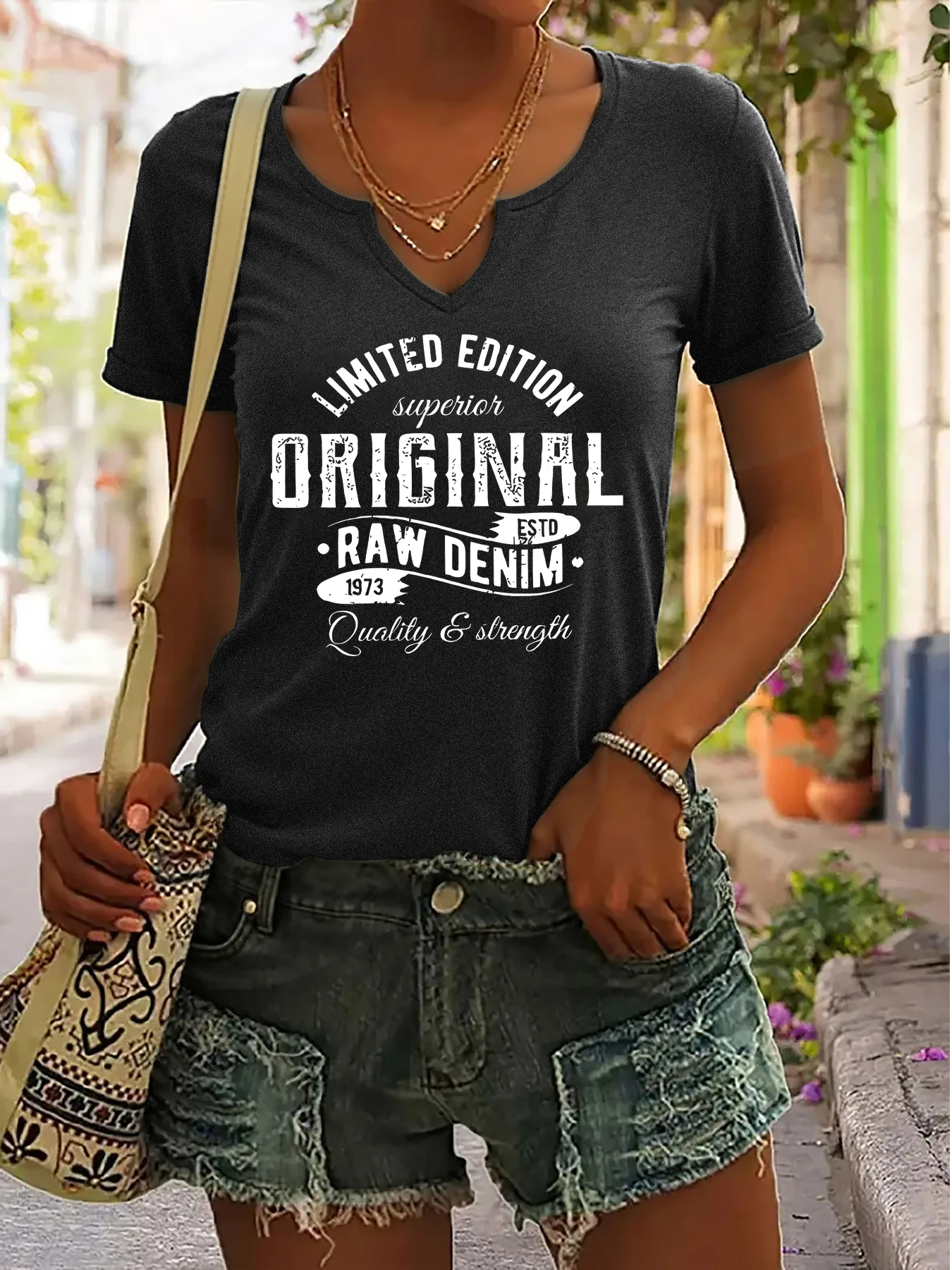 Women's Summer V-Neck Short Sleeve T-Shirt, 