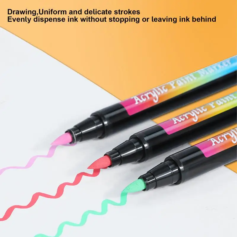 Rotuladores de pintura acrílica para niños, Kit de rotuladores de pintura acrílica portátil, 12 colores