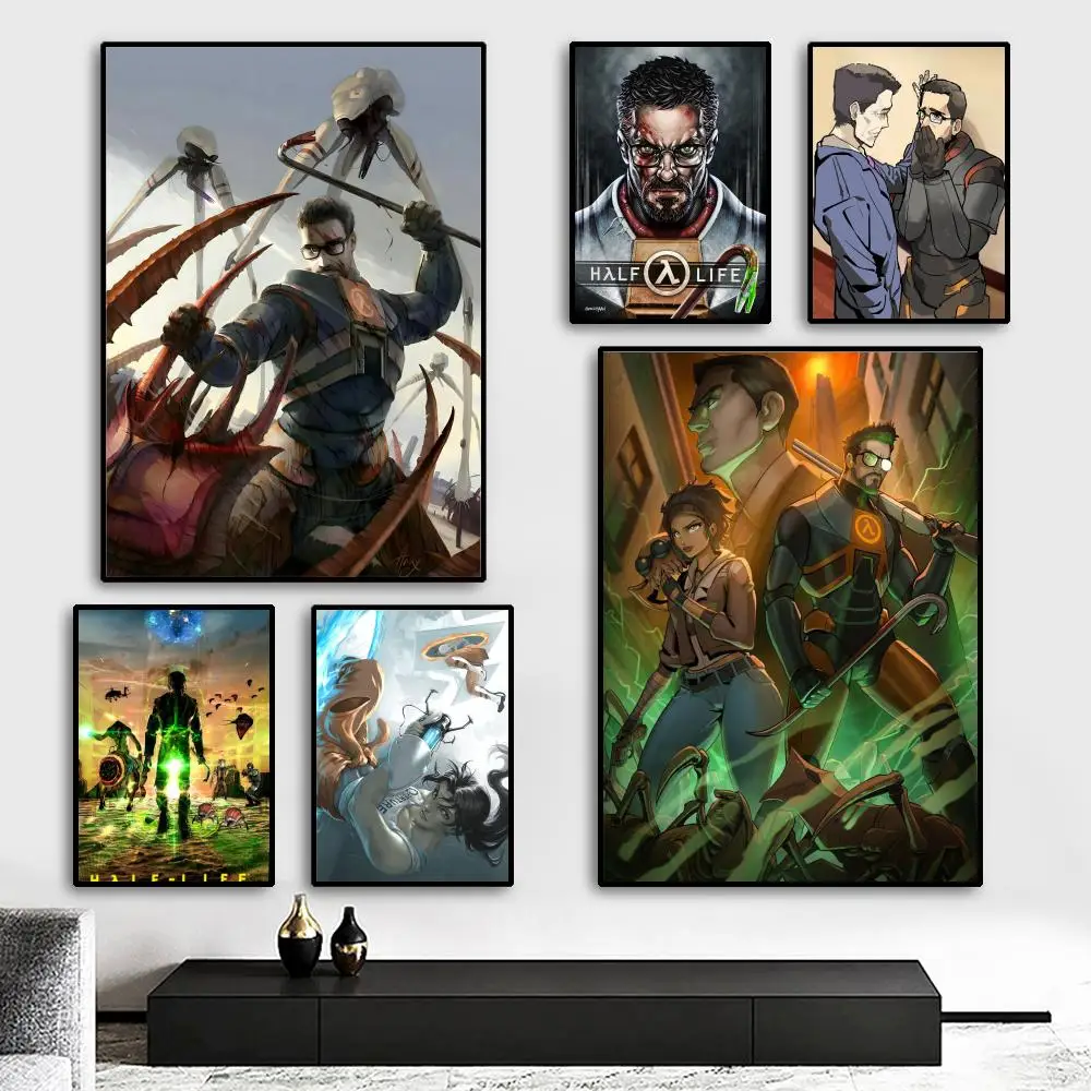 لعبة الرماية H-نصف الحياة ملصق دائم اللوحة قماش الجدار الشنق المنزل DIY بها بنفسك الديكور الفن جدارية الجمالية مقاوم للماء #2
