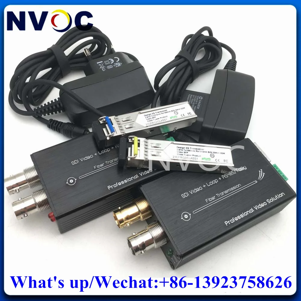 Broadcast 1920*1080P 1Ch Forward Mini 3G-SDI Video Fiber Converter with 1Way Reverse RS485 Data and Loopback SX BIDI 20KM LC SFP