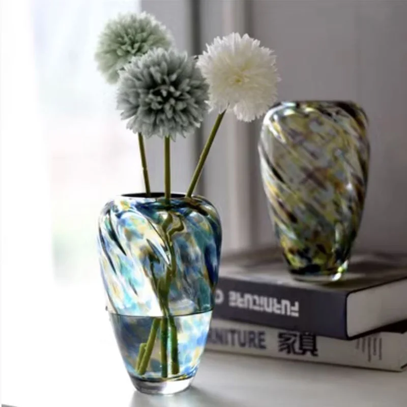 Chroma Glass Hand Blown Glass Vase Table Decorations Modern Fashion  Artistic Decoration European Style Bottle Flowers Pots